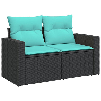 5-tlg. Garten-Sofagarnitur mit Kissen Schwarz Poly Rattan