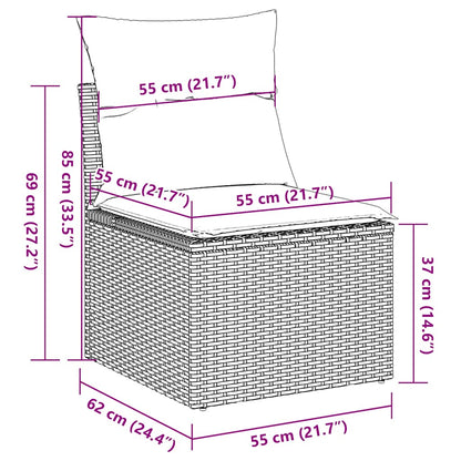7-tlg. Garten-Sofagarnitur mit Kissen Schwarz Poly Rattan