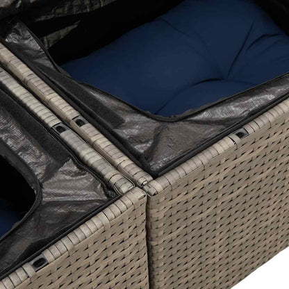 6-teiliges Gartensofa-Set mit Kissen, grau, Polyrattan