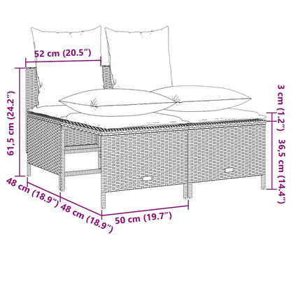 5-tlg. Garten-Sofagarnitur mit Kissen Schwarz Poly Rattan