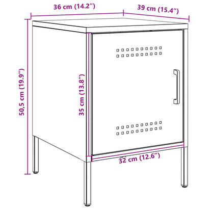 Sengeborde 2 stk Sort 36x39x50,5 cm Stål