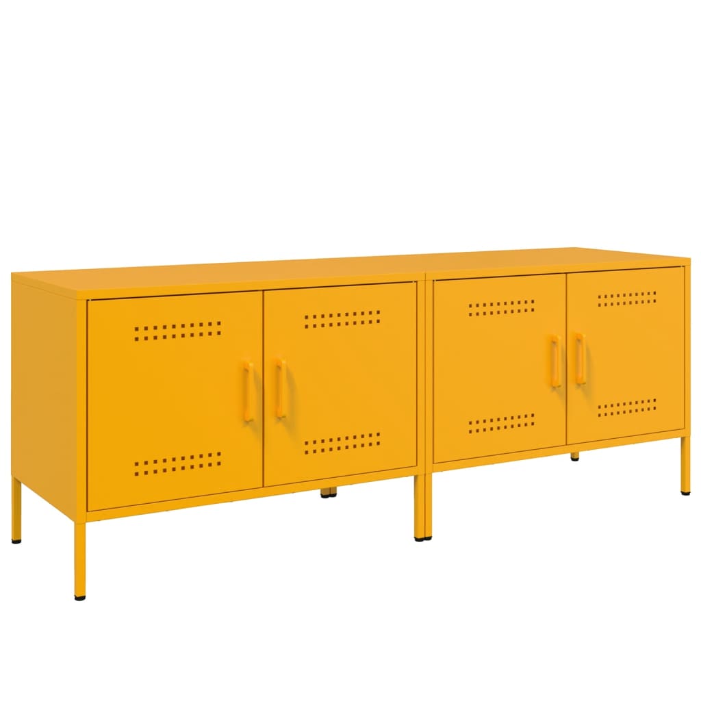 TV-skabe 2 stk Sennepsgul 68x39x50,5 cm Stål