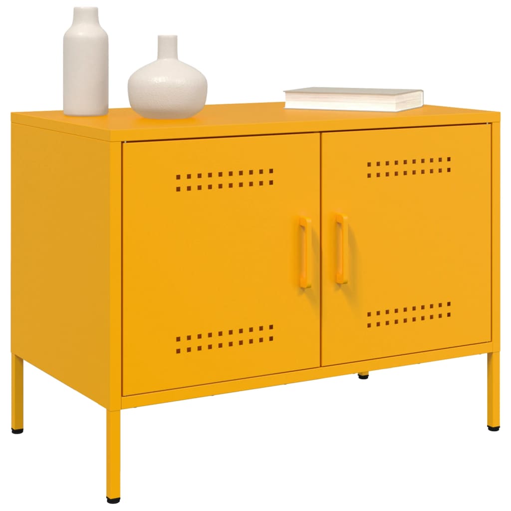 TV-skabe 2 stk Sennepsgul 68x39x50,5 cm Stål