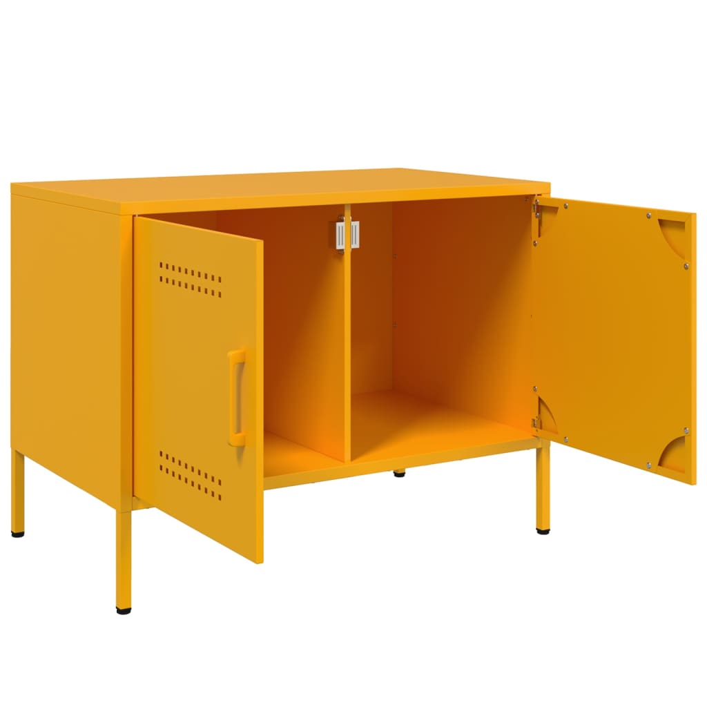 TV-skabe 2 stk Sennepsgul 68x39x50,5 cm Stål