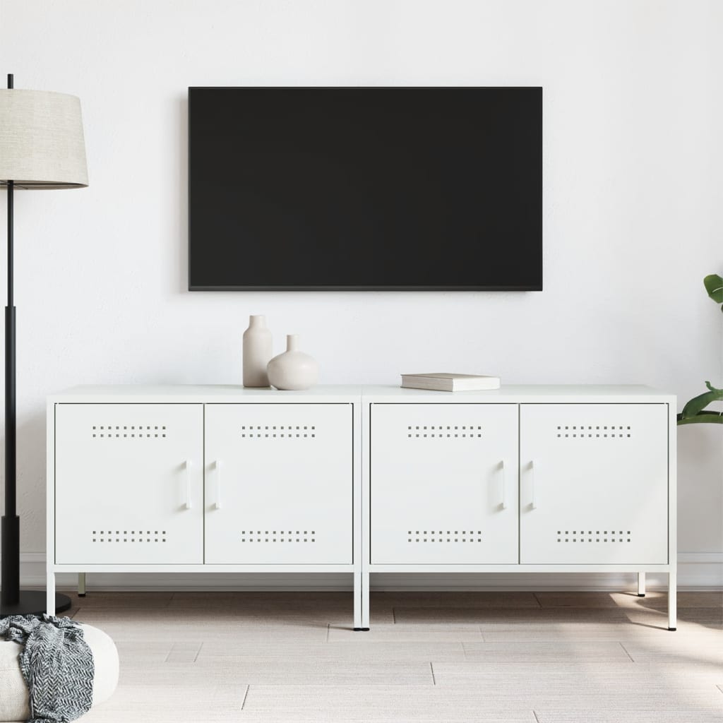 TV Skabe 2 stk Hvid 68x39x50,5 cm Stål