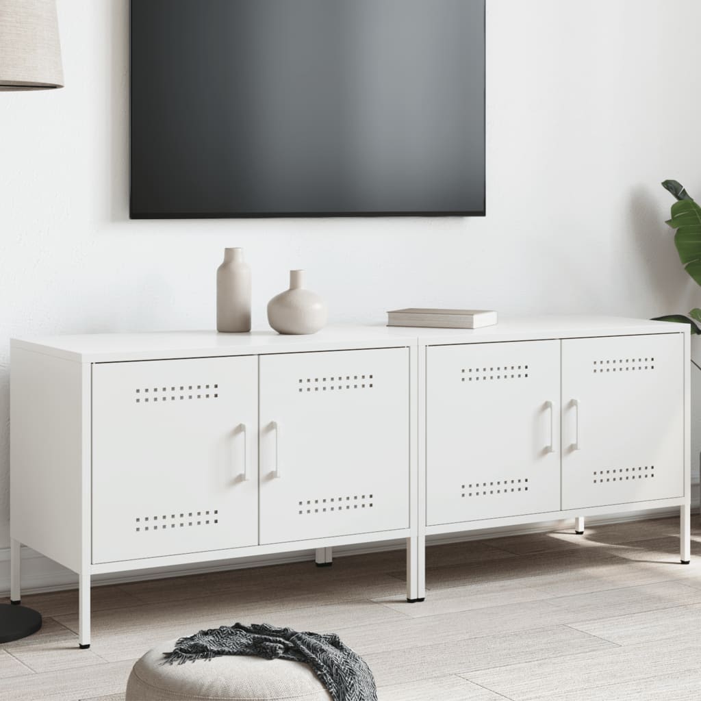 TV Skabe 2 stk Hvid 68x39x50,5 cm Stål