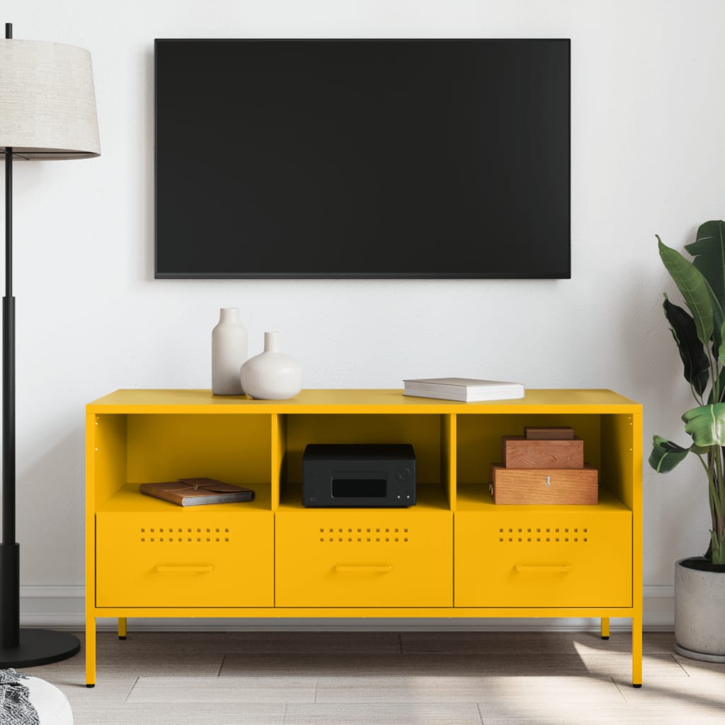 TV-skab Sennep Gul 100,5x39x50,5 cm Stål