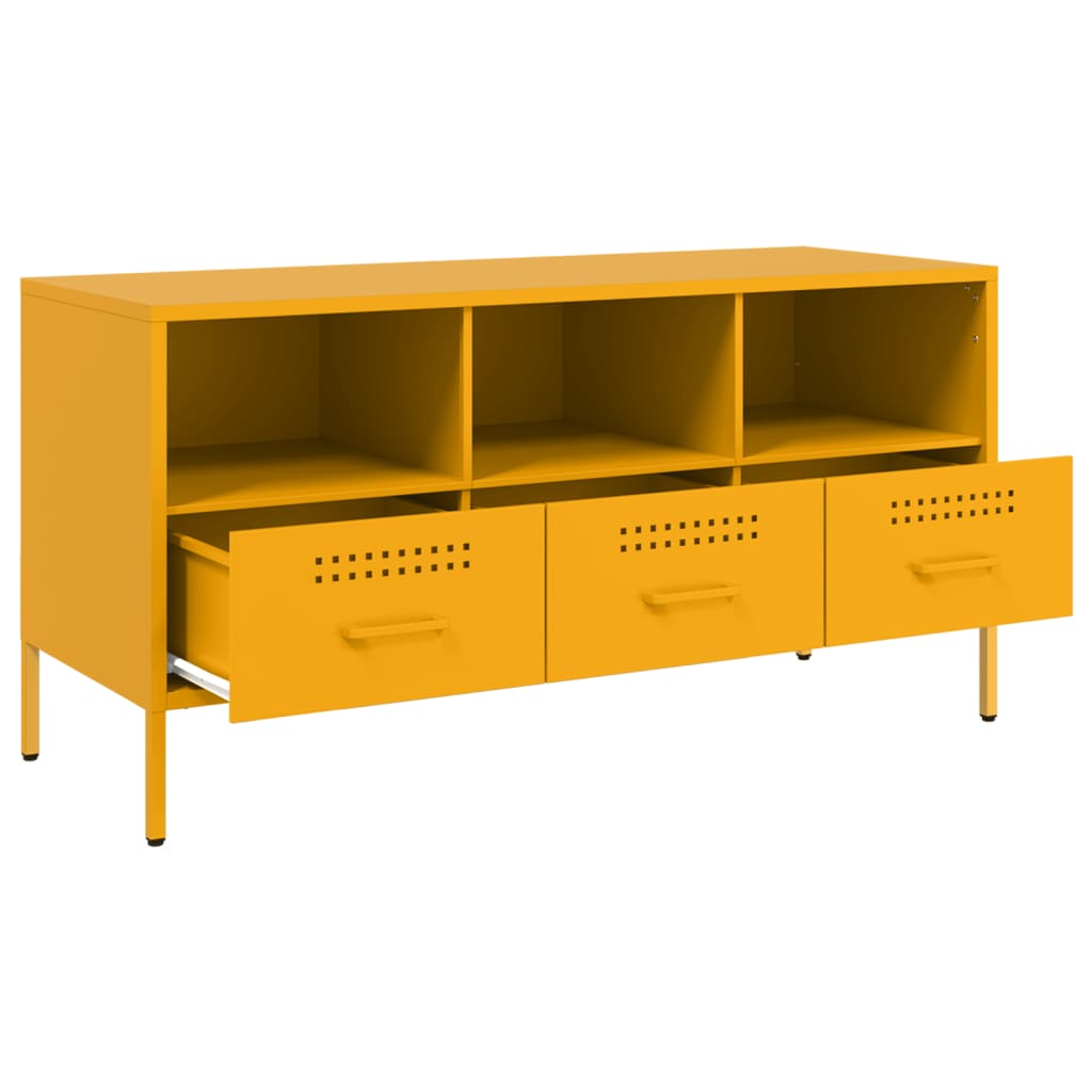 TV-skab Sennep Gul 100,5x39x50,5 cm Stål