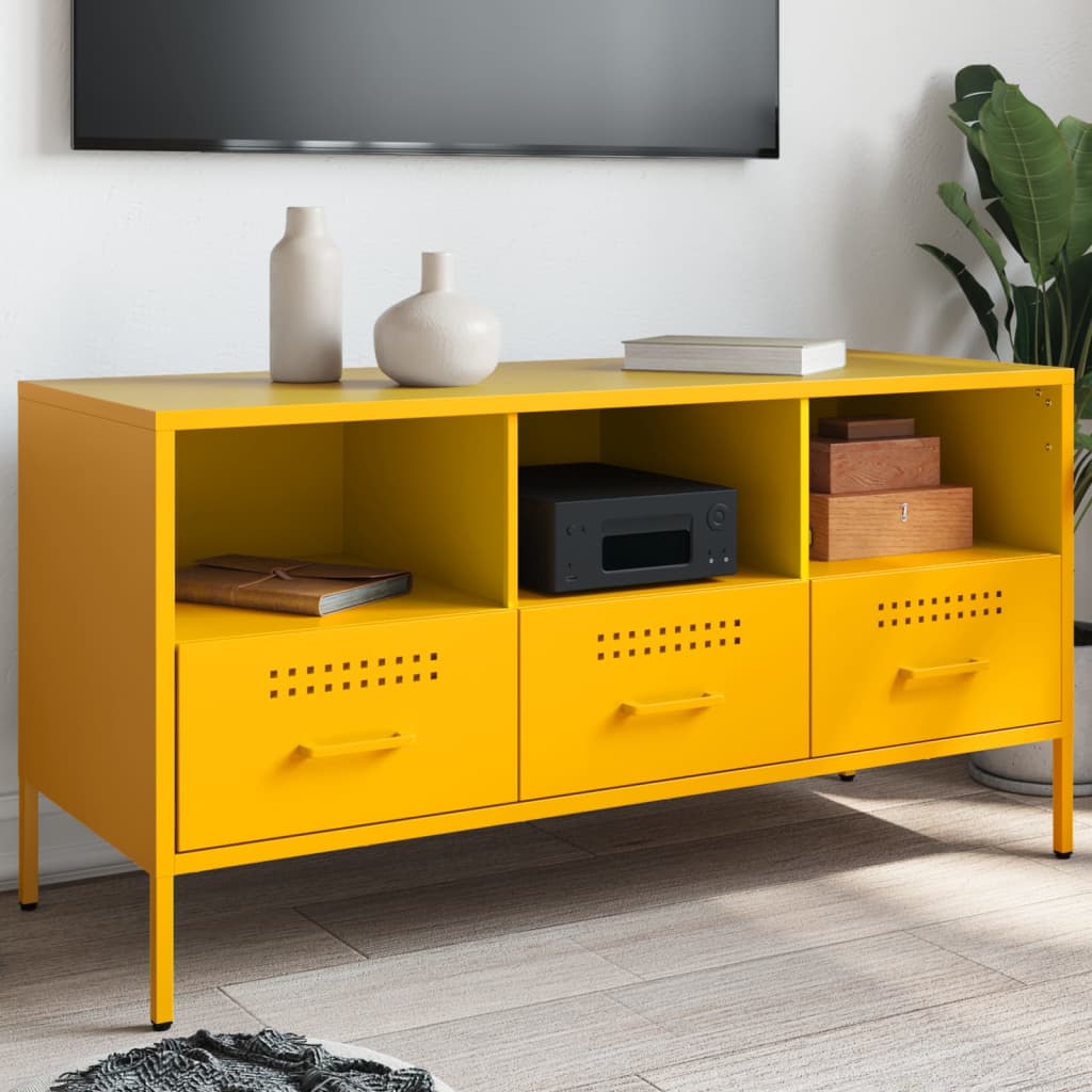TV-skab Sennep Gul 100,5x39x50,5 cm Stål