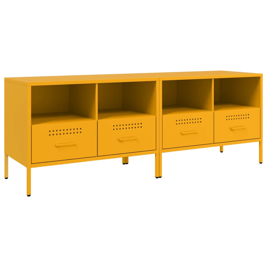 TV-skabe 2 stk Sennepsgul 68x39x50,5 cm Stål
