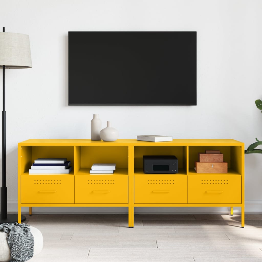 TV-skabe 2 stk Sennepsgul 68x39x50,5 cm Stål