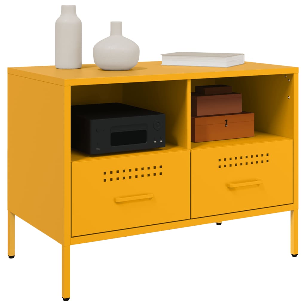 TV-skabe 2 stk Sennepsgul 68x39x50,5 cm Stål