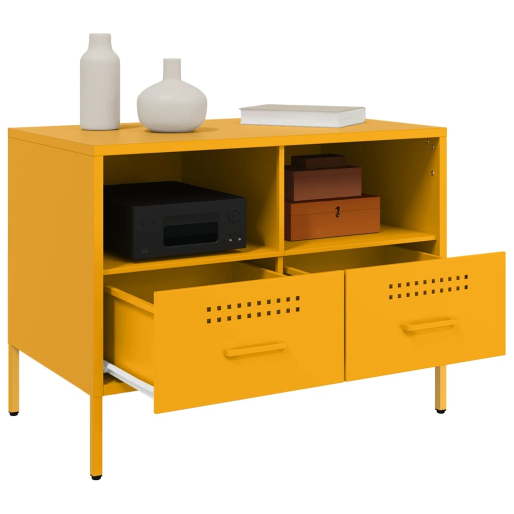 TV-skabe 2 stk Sennepsgul 68x39x50,5 cm Stål