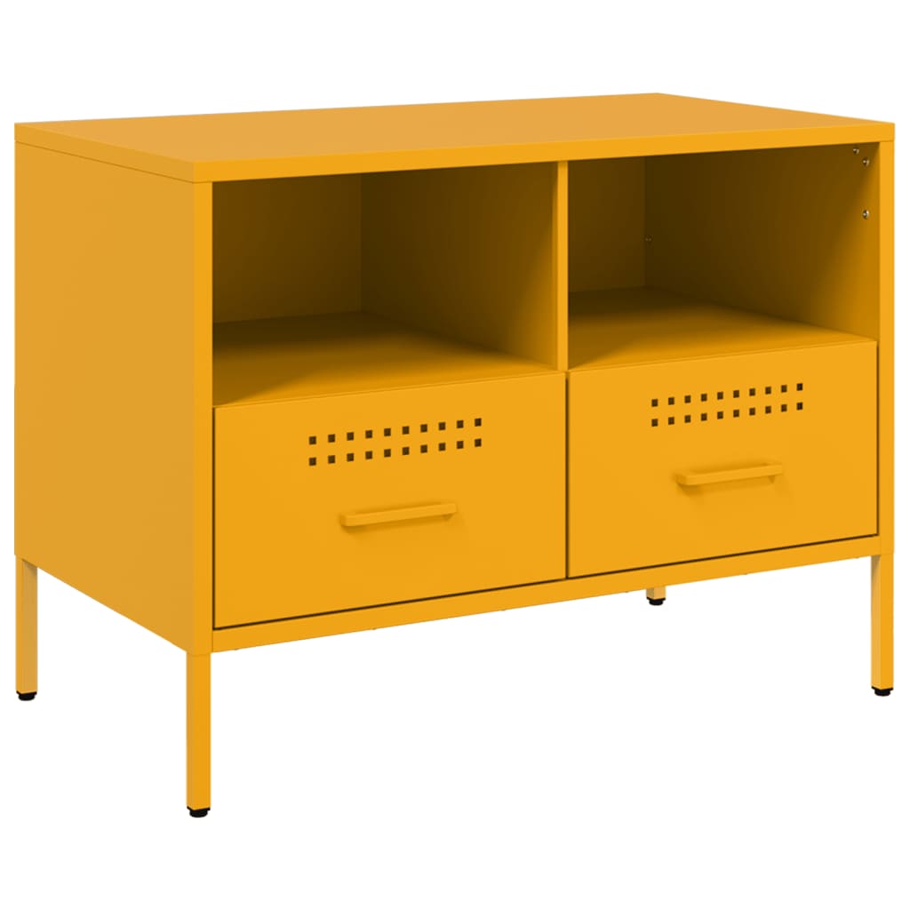 TV-skabe 2 stk Sennepsgul 68x39x50,5 cm Stål