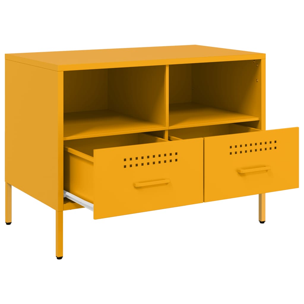TV-skabe 2 stk Sennepsgul 68x39x50,5 cm Stål