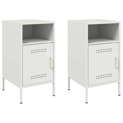 Sengeborde 2 stk Hvid 36x39x68 cm Stål