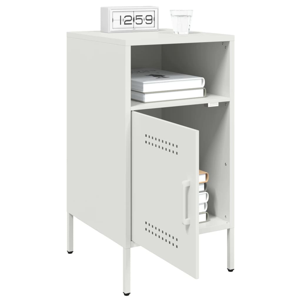 Sengeborde 2 stk Hvid 36x39x68 cm Stål