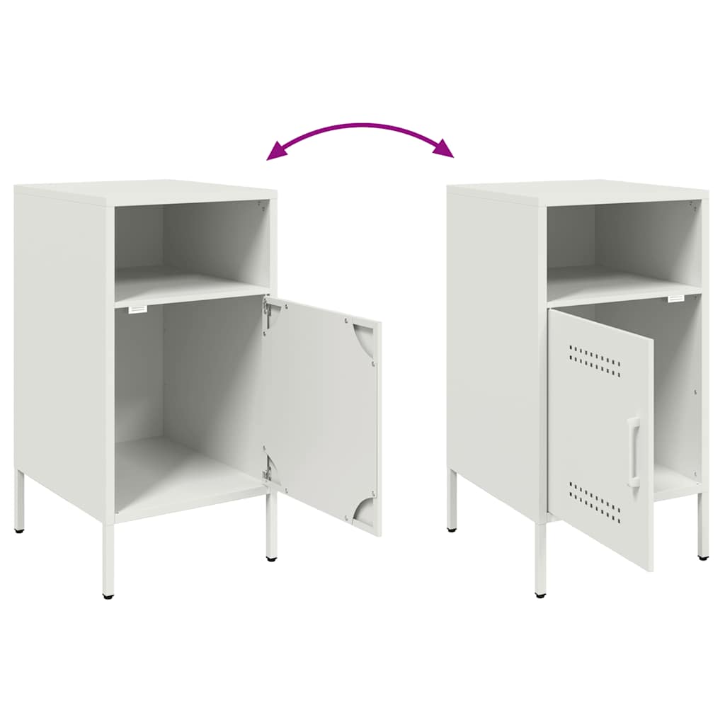 Sengeborde 2 stk Hvid 36x39x68 cm Stål