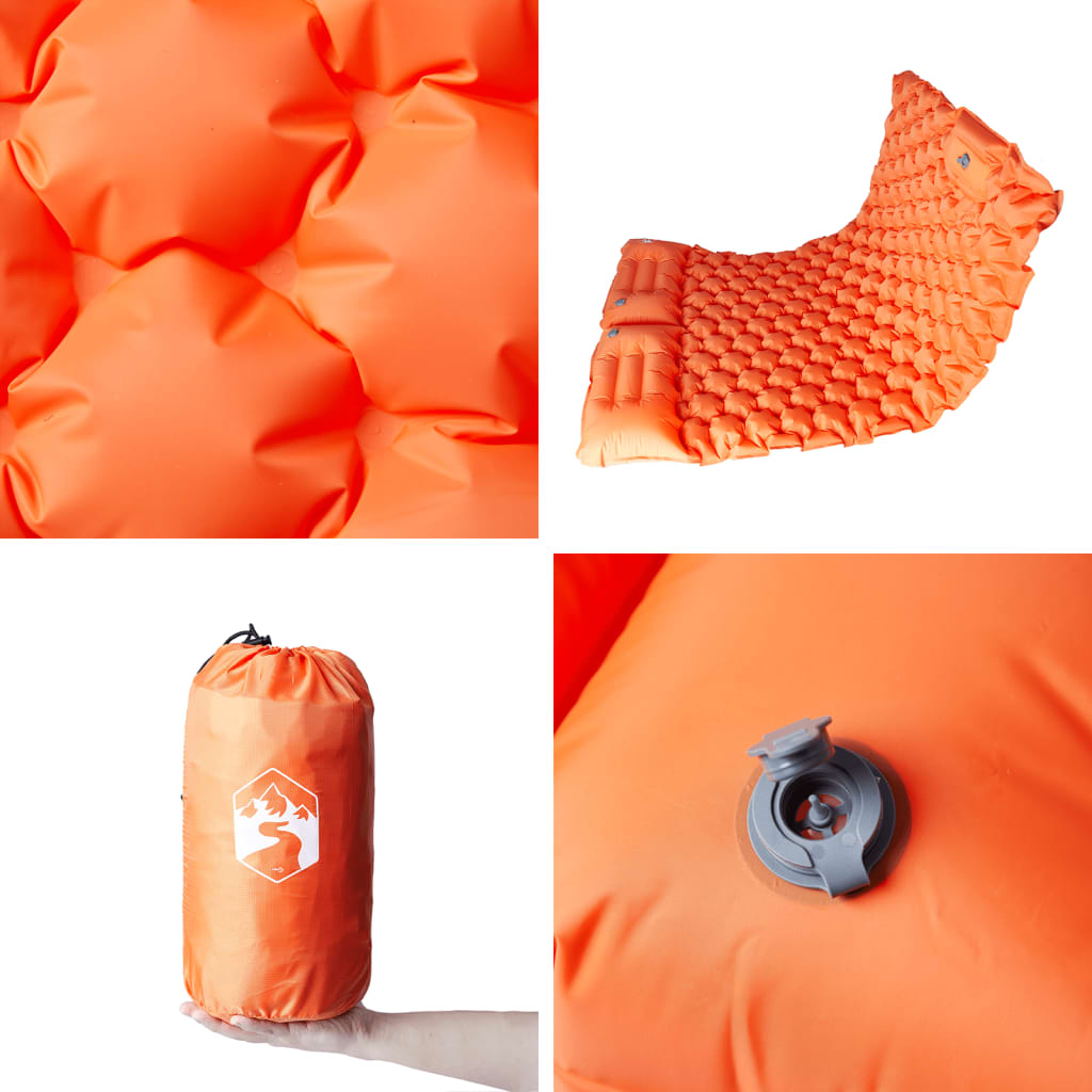 Doppel-Isomatte mit Kissen Selbstaufblasend Orange