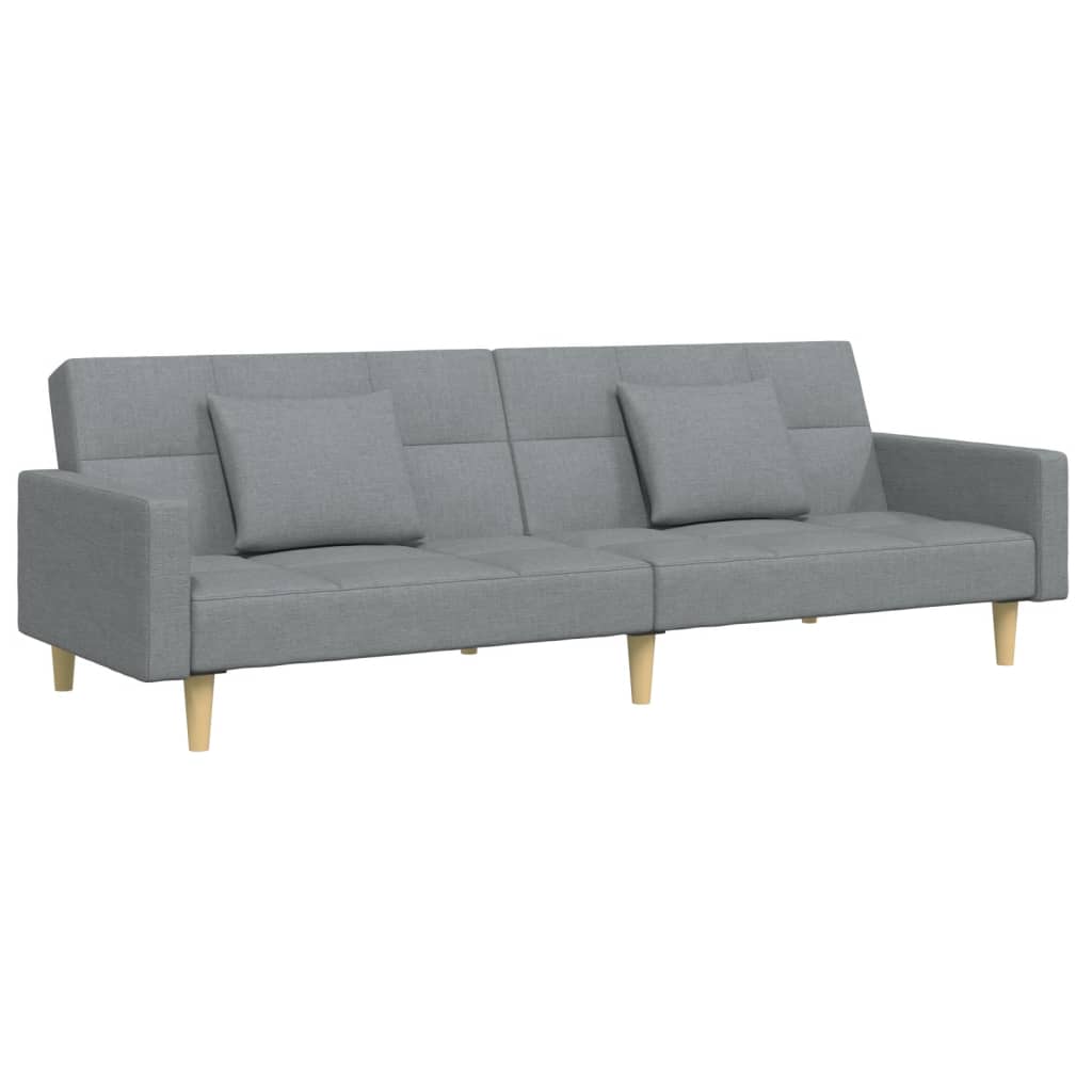 Schlafsofa 2-Sitzer mit Fußhocker Hellgrau Stoff