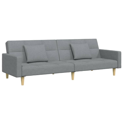 Schlafsofa 2-Sitzer mit Fußhocker Hellgrau Stoff