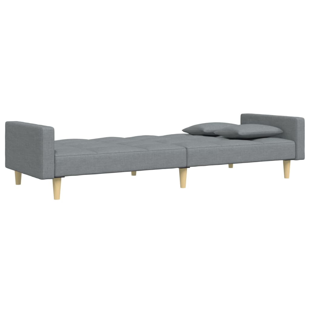 Schlafsofa 2-Sitzer mit Fußhocker Hellgrau Stoff