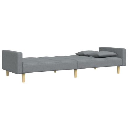 Schlafsofa 2-Sitzer mit Fußhocker Hellgrau Stoff