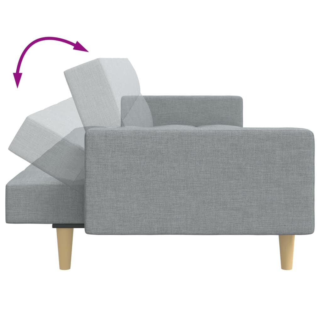 Schlafsofa 2-Sitzer mit Fußhocker Hellgrau Stoff