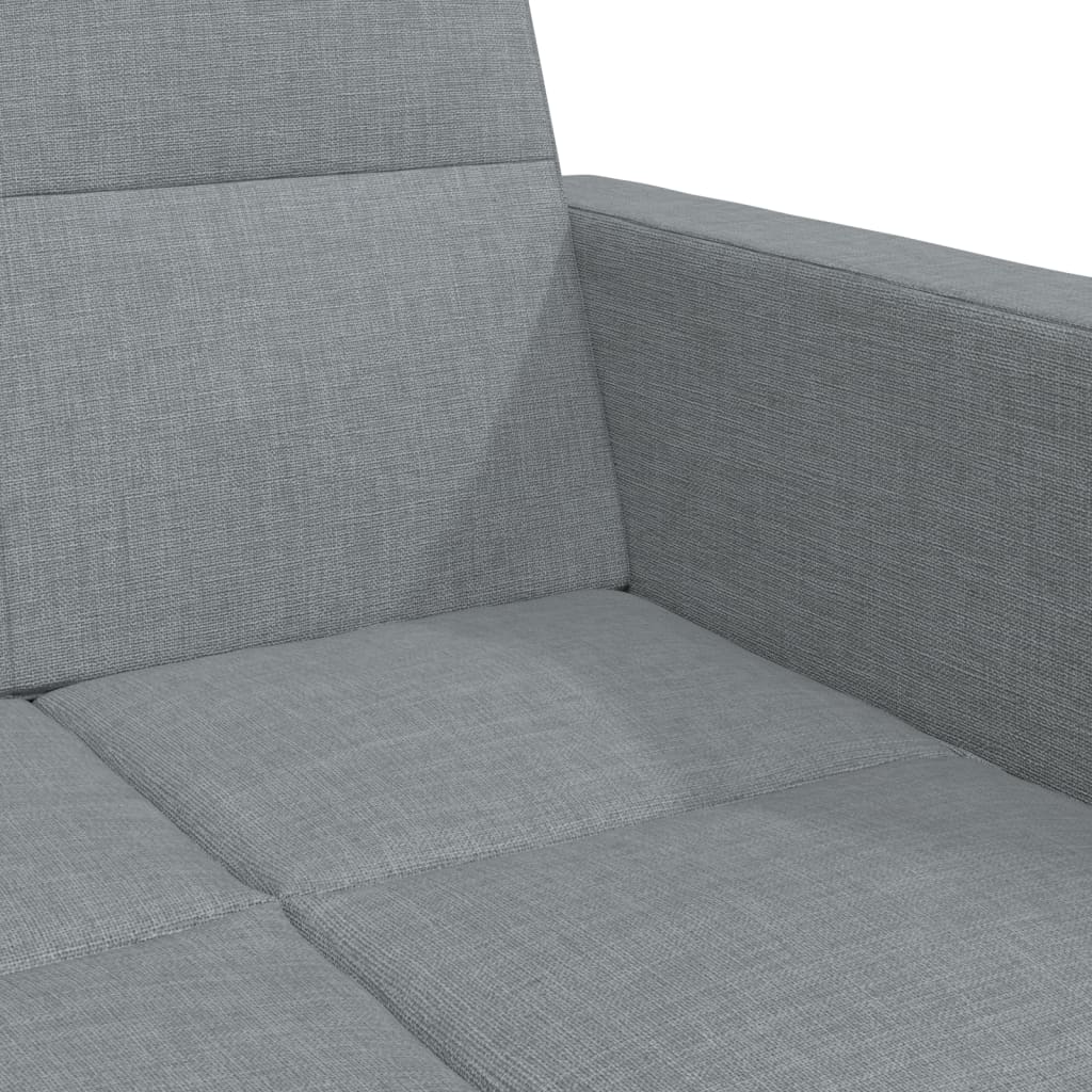 Schlafsofa 2-Sitzer mit Fußhocker Hellgrau Stoff