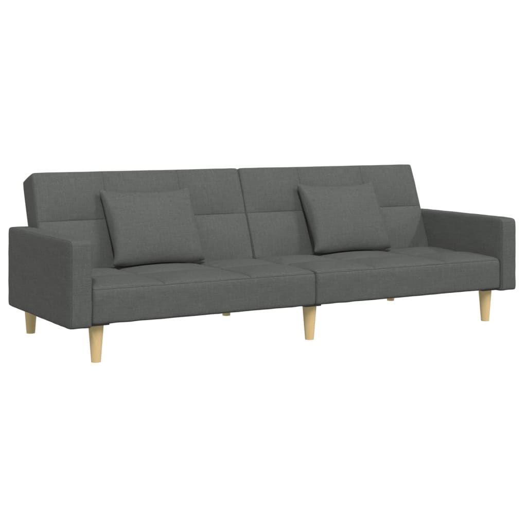 Schlafsofa 2-Sitzer mit Fußhocker Dunkelgrau Stoff