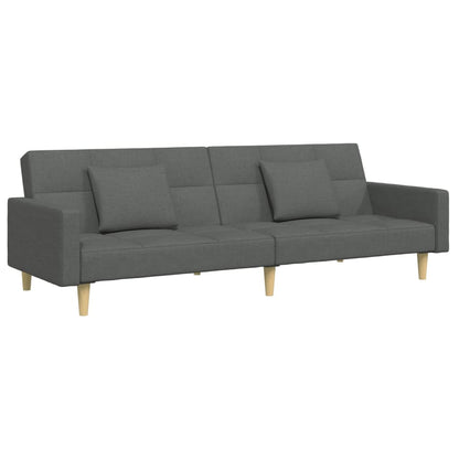 Schlafsofa 2-Sitzer mit Fußhocker Dunkelgrau Stoff