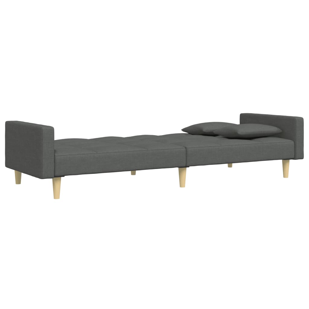 Schlafsofa 2-Sitzer mit Fußhocker Dunkelgrau Stoff