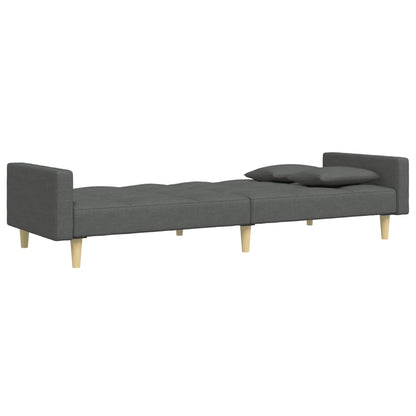 Schlafsofa 2-Sitzer mit Fußhocker Dunkelgrau Stoff