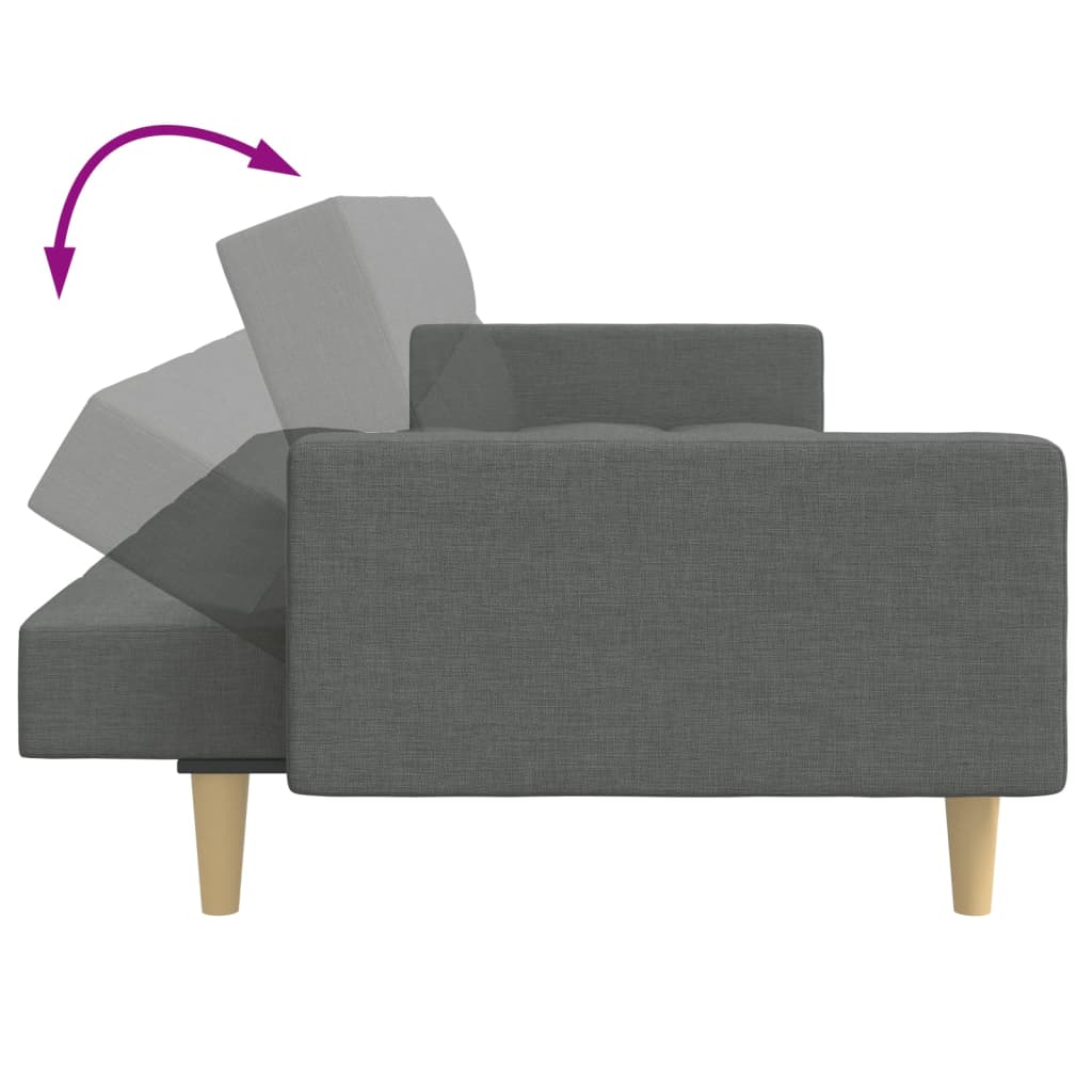 Schlafsofa 2-Sitzer mit Fußhocker Dunkelgrau Stoff