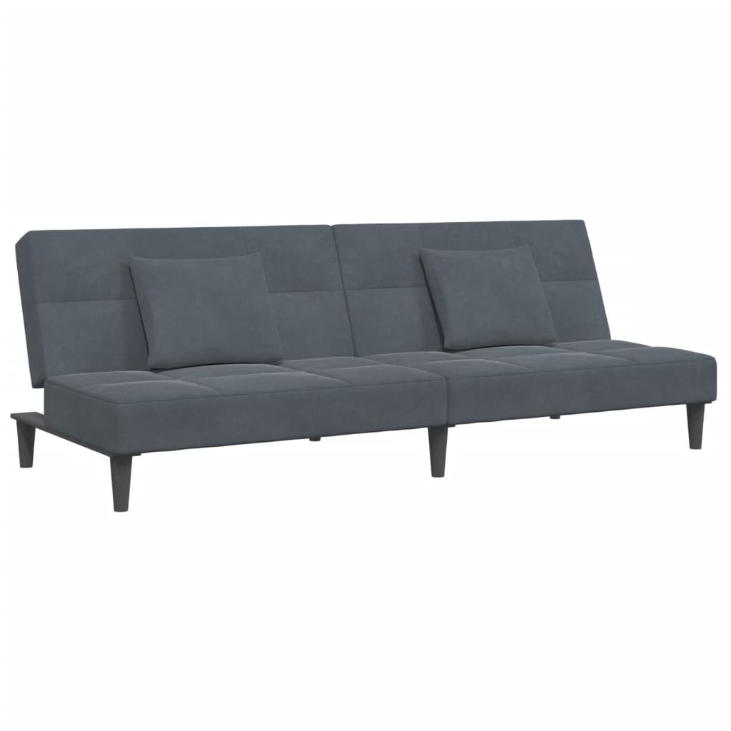 Schlafsofa 2-Sitzer mit Fußhocker Dunkelgrau Samt