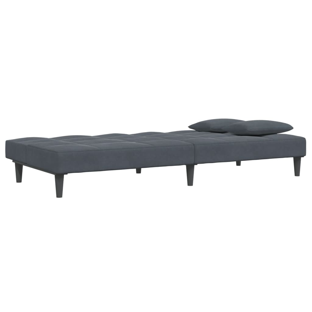 Schlafsofa 2-Sitzer mit Fußhocker Dunkelgrau Samt