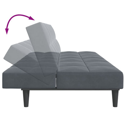 Schlafsofa 2-Sitzer mit Fußhocker Dunkelgrau Samt