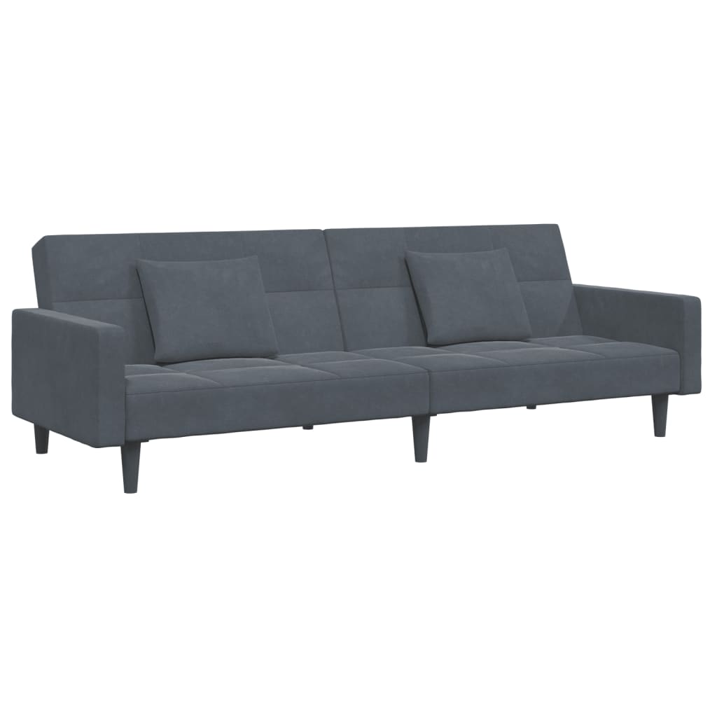Schlafsofa 2-Sitzer mit Fußhocker Dunkelgrau Samt