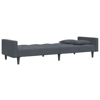 Schlafsofa 2-Sitzer mit Fußhocker Dunkelgrau Samt