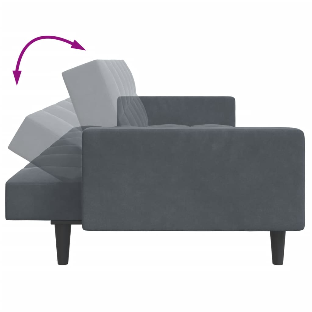 Schlafsofa 2-Sitzer mit Fußhocker Dunkelgrau Samt