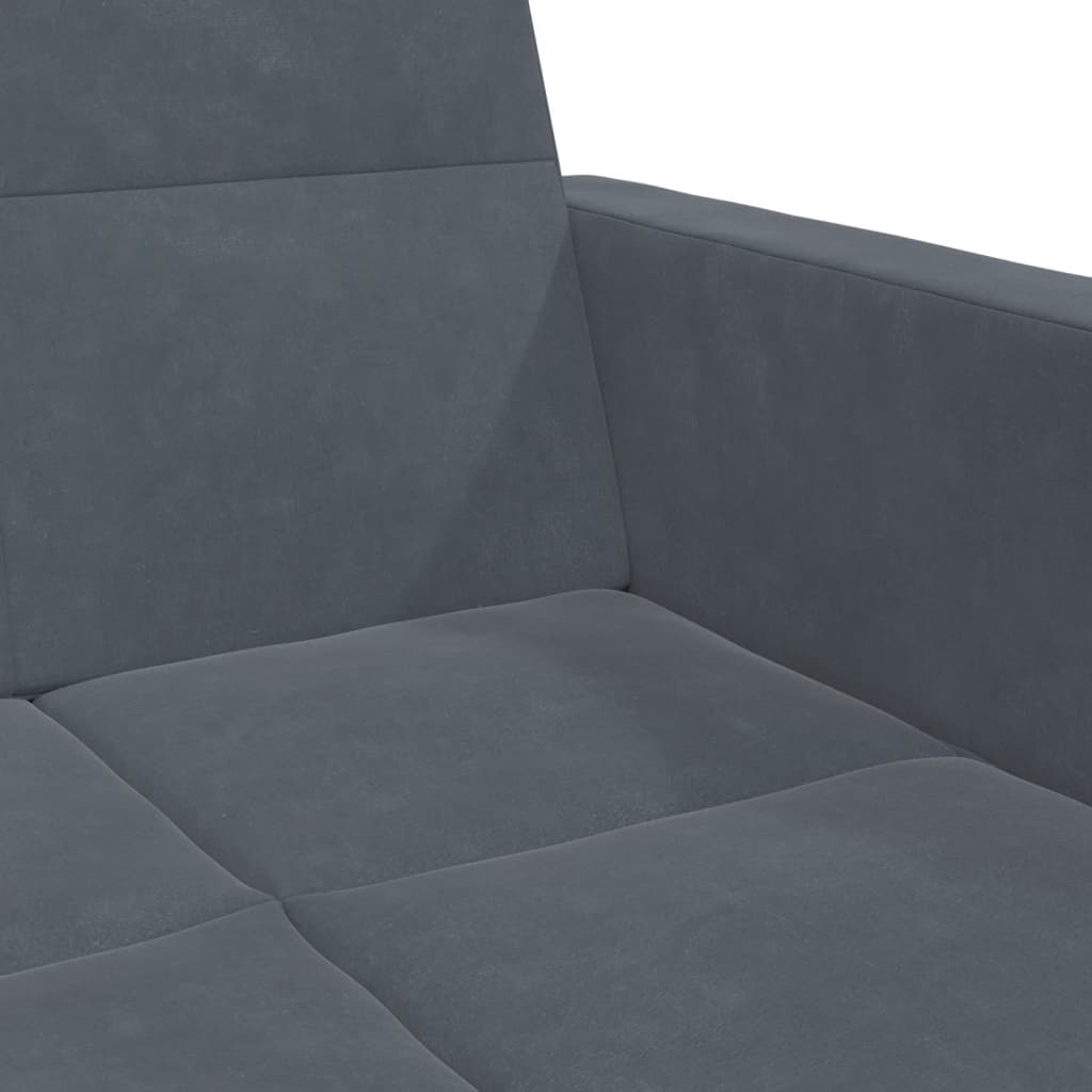 Schlafsofa 2-Sitzer mit Fußhocker Dunkelgrau Samt