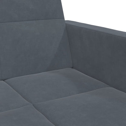 Schlafsofa 2-Sitzer mit Fußhocker Dunkelgrau Samt