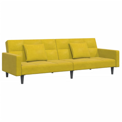 Schlafsofa 2-Sitzer mit Fußhocker Gelb Samt