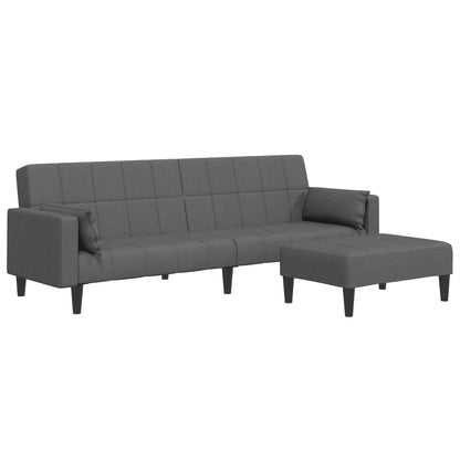 Schlafsofa 2-Sitzer mit Fußhocker Dunkelgrau Stoff