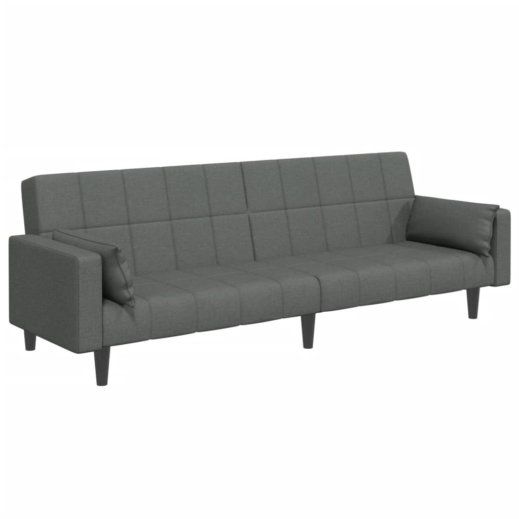 Schlafsofa 2-Sitzer mit Fußhocker Dunkelgrau Stoff