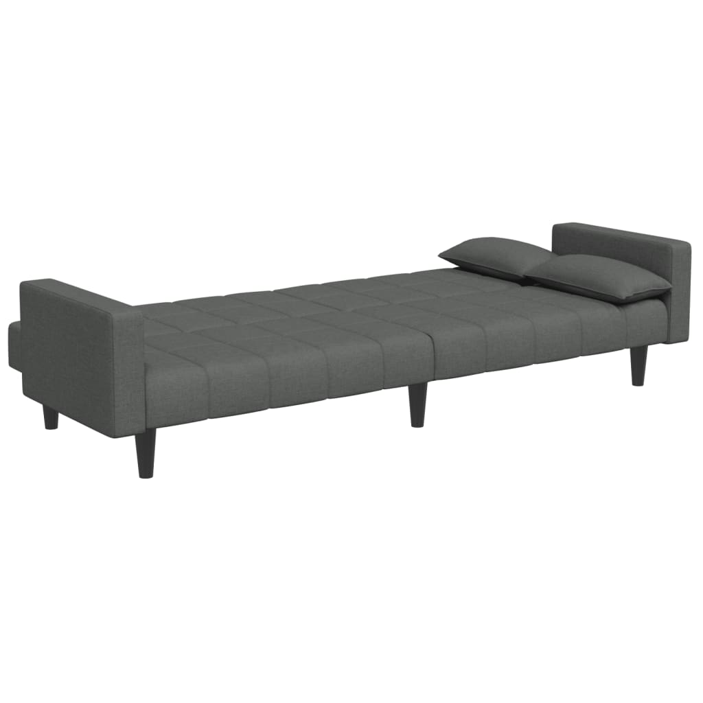 Schlafsofa 2-Sitzer mit Fußhocker Dunkelgrau Stoff