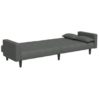 Schlafsofa 2-Sitzer mit Fußhocker Dunkelgrau Stoff