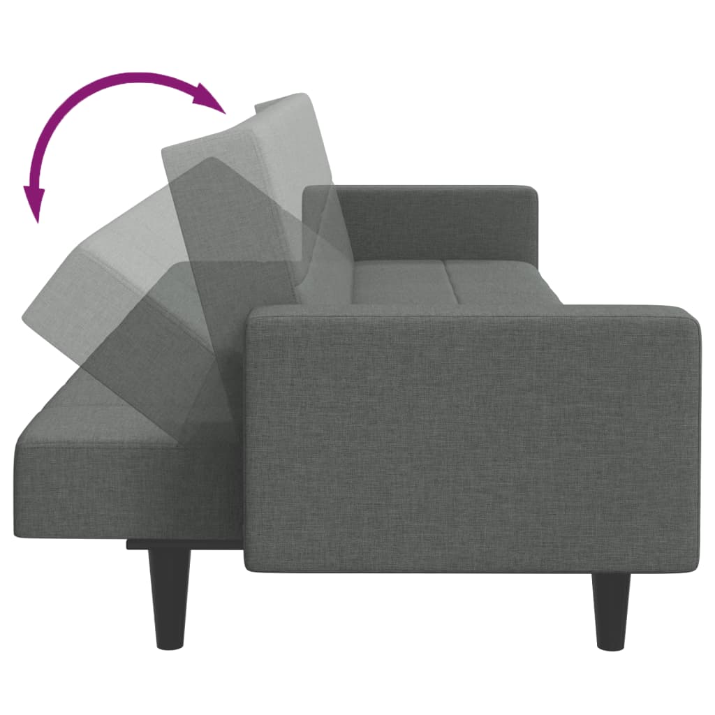 Schlafsofa 2-Sitzer mit Fußhocker Dunkelgrau Stoff