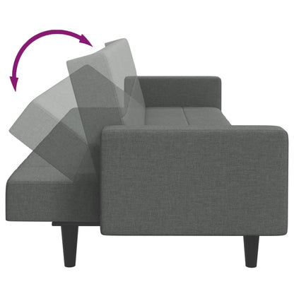 Schlafsofa 2-Sitzer mit Fußhocker Dunkelgrau Stoff