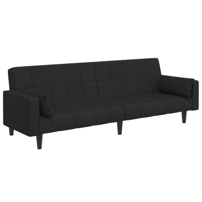 Schlafsofa 2-Sitzer mit Fußhocker Schwarz Stoff